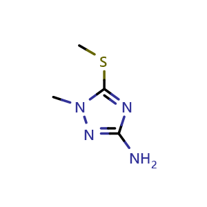 Chemical structure of 3-Amino-1-methyl-5-methylthio-1,2,4-triazole , CAS 84827-78-1, AChemBlock X214575
