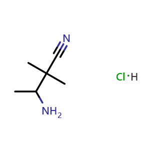 Chemical structure of 3-amino-2,2-dimethylbutanenitrile hydrochloride , CAS 1350711-77-1, AChemBlock X214577