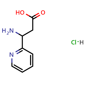 Chemical structure of 3-amino-3-(pyridin-2-yl)propanoic acid hydrochloride , CAS 1423028-99-2, AChemBlock X214582