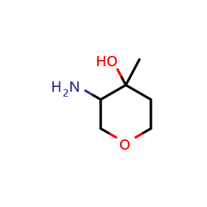 Chemical structure of 3-amino-4-methyl-tetrahydropyran-4-ol , CAS 33331-98-5, AChemBlock X214588