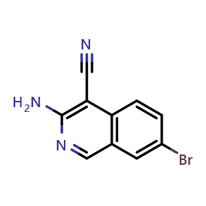 Chemical structure of 3-amino-7-bromoisoquinoline-4-carbonitrile , CAS 1382847-98-4, AChemBlock X214592