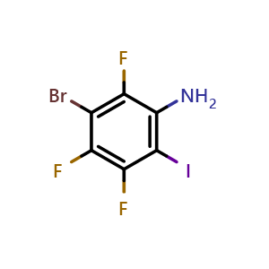 Chemical structure of 3-bromo-2,4,5-trifluoro-6-iodoaniline , CAS 3011034-03-7, AChemBlock X214603