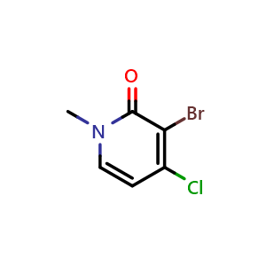 Chemical structure of 3-bromo-4-chloro-1-methyl-1,2-dihydropyridin-2-one , CAS 1956382-57-2, AChemBlock X214617