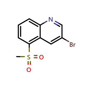 Chemical structure of 3-Bromo-5-(methylsulfonyl)quinoline , CAS 1956366-71-4, AChemBlock X214626