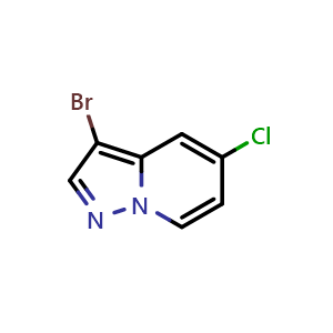Chemical structure of 3-bromo-5-chloropyrazolo[1,5-a]pyridine , CAS 1513107-15-7, AChemBlock X214638