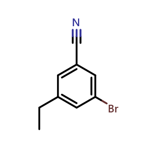 Chemical structure of 3-bromo-5-ethylbenzonitrile , CAS 1369782-16-0, AChemBlock X214640