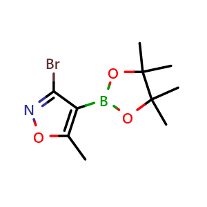 Chemical structure of 3-bromo-5-methyl-4-(4,4,5,5-tetramethyl-1,3,2-dioxaborolan-2-yl)isoxazole , CAS 509152-20-9, AChemBlock X214644