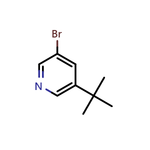 Chemical structure of 3-bromo-5-tert-butylpyridine , CAS 1209458-34-3, AChemBlock X214648