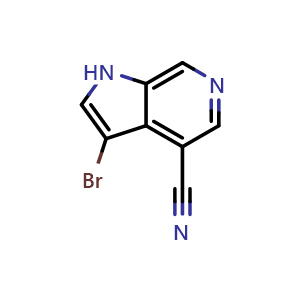 Chemical structure of 3-Bromo-6-azaindole-4-carbonitrile , CAS 1190310-21-4, AChemBlock X214649