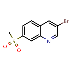 Chemical structure of 3-bromo-7-(methylsulfonyl)quinoline , CAS 1956331-49-9, AChemBlock X214662