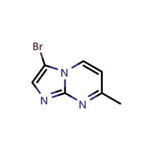 Chemical structure of 3-bromo-7-methylimidazo[1,2-a]pyrimidine , CAS 375857-62-8, AChemBlock X214663
