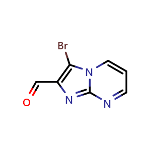 Chemical structure of 3-bromoimidazo[1,2-a]pyrimidine-2-carbaldehyde , CAS 1018828-40-4, AChemBlock X214667
