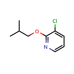 Chemical structure of 3-chloro-2-(2-methylpropoxy)pyridine , CAS 1288989-54-7, AChemBlock X214671