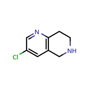 Chemical structure of 3-chloro-5,6,7,8-tetrahydro-1,6-naphthyridine , CAS 944905-57-1, AChemBlock X214680
