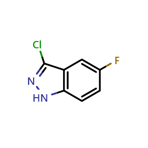 Chemical structure of 3-chloro-5-fluoro-1H-indazole , CAS 885519-10-8, AChemBlock X214682