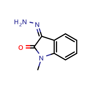 Chemical structure of 3-hydrazinylidene-1-methyl-2,3-dihydro-1H-indol-2-one , CAS 3265-23-4, AChemBlock X214718