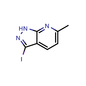 Chemical structure of 3-iodo-6-methyl-1h-pyrazolo[3,4-b]pyridine , CAS 1352396-72-5, AChemBlock X214737