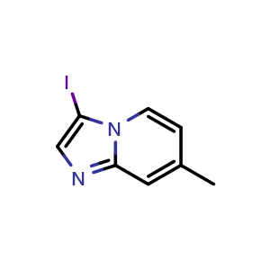 Chemical structure of 3-iodo-7-methylimidazo[1,2-a]pyridine , CAS 59938-33-9, AChemBlock X214739