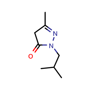 Chemical structure of 3-methyl-1-(2-methylpropyl)-4,5-dihydro-1H-pyrazol-5-one , CAS 401465-31-4, AChemBlock X214748