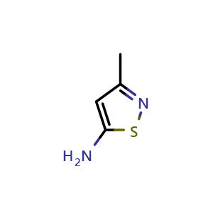 Chemical structure of 3-methyl-1,2-thiazol-5-amine , CAS 24340-76-9, AChemBlock X214749