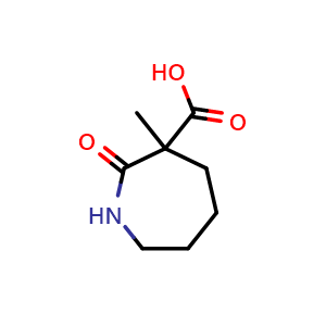Chemical structure of 3-Methyl-2-oxoazepane-3-carboxylic acid , CAS 2134145-04-1, AChemBlock X214755