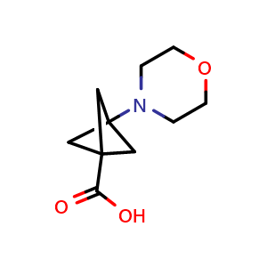 Chemical structure of 3-Morpholin-4-yl-bicyclo[1.1.1]pentane-1-carboxylic acid , CAS 2229959-74-2, AChemBlock X214771
