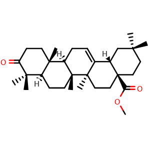 Chemical structure of 3-Oxo-olean-12-en-28-oic acid methyl ester , CAS 1721-58-0, AChemBlock X214786