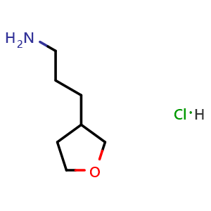 Chemical structure of 3-tetrahydrofuran-3-ylpropan-1-amine hydrochloride , CAS 1185296-74-5, AChemBlock X214794