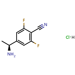 Chemical structure of 4-((1s)-1-aminoethyl)-2,6-difluorobenzenecarbonitrile hydrochloride , AChemBlock X214798