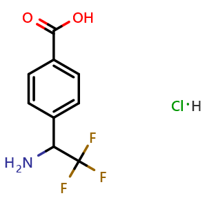 Chemical structure of 4-(1-amino-2,2,2-trifluoroethyl)benzoic acid hydrochloride , CAS 1965309-68-5, AChemBlock X214804