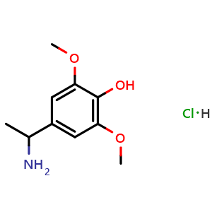 Chemical structure of 4-(1-aminoethyl)-2,6-dimethoxyphenol hydrochloride , AChemBlock X214805