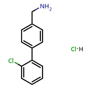 Chemical structure of 4-(2-chlorophenyl)benzylamine hydrochloride , CAS 518357-42-1, AChemBlock X214821