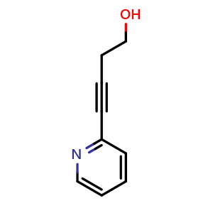 Chemical structure of 4-(2-pyridinyl)-3-butyn-1-ol , CAS 395652-44-5, AChemBlock X214826