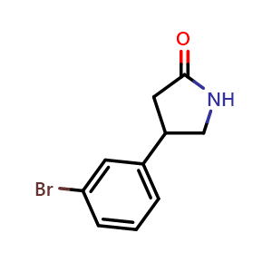 Chemical structure of 4-(3-bromophenyl)pyrrolidin-2-one , CAS 1105187-44-7, AChemBlock X214829