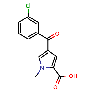 Chemical structure of 4-(3-chlorobenzoyl)-1-methyl-1H-pyrrole-2-carboxylic acid , CAS 70696-61-6, AChemBlock X214830