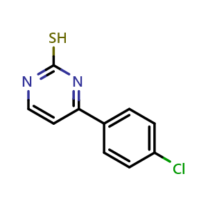Chemical structure of 4-(4-chloro-phenyl)-pyrimidine-2-thiol , CAS 175203-08-4, AChemBlock X214836