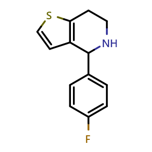 Chemical structure of 4-(4-fluorophenyl)-4,5,6,7-tetrahydrothieno[3,2-c]pyridine , CAS 1170034-47-5, AChemBlock X214838