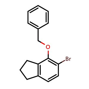 Chemical structure of 4-(benzyloxy)-5-bromo-2,3-dihydro-1H-indene , CAS 2676863-60-6, AChemBlock X214854