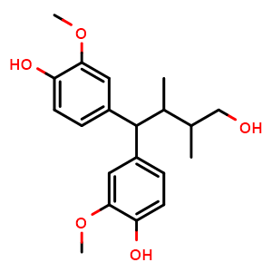Chemical structure of 4,4-di(4-hydroxy-3-methoxyphenly)-2,3-dimethylbutanol , CAS 913643-31-9, AChemBlock X214893