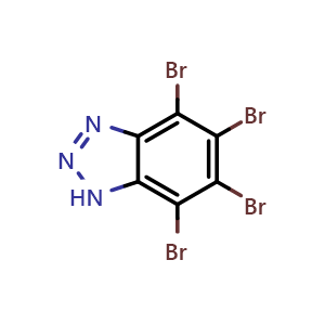 Chemical structure of 4,5,6,7-tetrabromo-1H-1,2,3-benzotriazole , CAS 17374-26-4, AChemBlock X214897