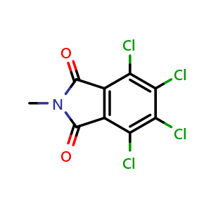 Chemical structure of 4,5,6,7-tetrachloro-2-methyl-2,3-dihydro-1H-isoindole-1,3-dione , CAS 14737-80-5, AChemBlock X214898