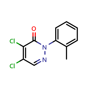 Chemical structure of 4,5-dichloro-2-(o-tolyl)pyridazin-3(2H)-one , CAS 110310-26-4, AChemBlock X214911