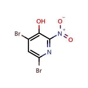 Chemical structure of 4,6-dibromo-2-nitropyridin-3-ol , CAS 916737-75-2, AChemBlock X214920