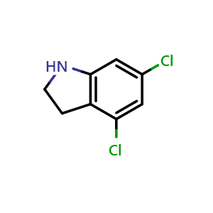 Chemical structure of 4,6-Dichloro-1H-indoline , CAS 903551-23-5, AChemBlock X214922