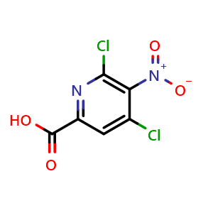 Chemical structure of 4,6-dichloro-5-nitro-2-pyridinecarboxylic acid , CAS 850544-26-2, AChemBlock X214932