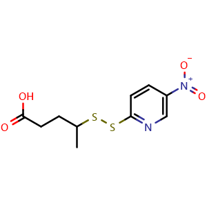 Chemical structure of 4-[(5-nitropyridin-2-yl)disulfanyl]pentanoic acid , CAS 663598-55-8, AChemBlock X214949