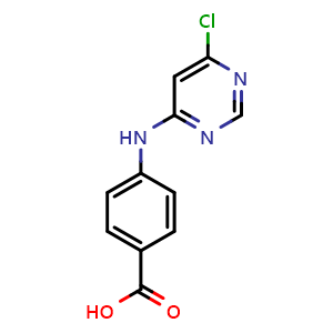 Chemical structure of 4-[(6-chloropyrimidin-4-yl)amino]benzoic acid , CAS 848639-97-4, AChemBlock X214950