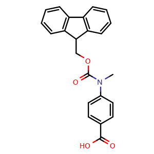Chemical structure of 4-[9H-fluoren-9-ylmethoxycarbonyl(methyl)amino]benzoic acid , CAS 160977-92-4, AChemBlock X214955