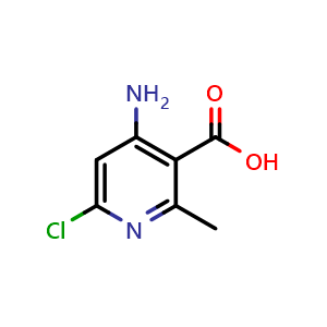 Chemical structure of 4-amino-6-chloro-2-methylpyridine-3-carboxylic acid , CAS 2386388-03-8, AChemBlock X214973