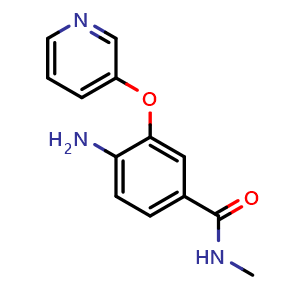 Chemical structure of 4-amino-N-methyl-3-(pyridin-3-yloxy)benzamide , CAS 1273763-94-2, AChemBlock X214978